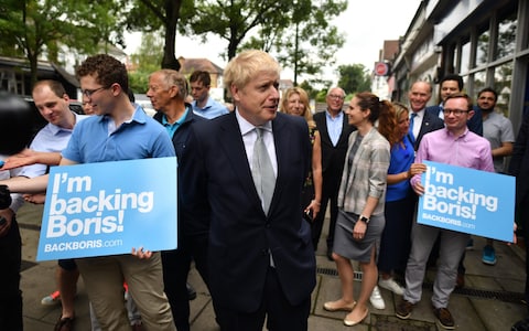 Former Foreign Secretary Boris Johnson out campaigning in Richmond as part of his bid to become the next leader of the Conservative PartyÂ 